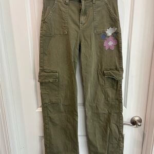Abercrombie Kids Sage Green  stretch Wide Leg Pants adjustable waist 17/18 long